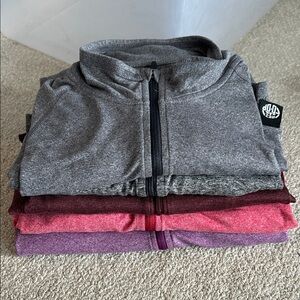 FIVE quarter Zip-Up Sweaters, athletic material